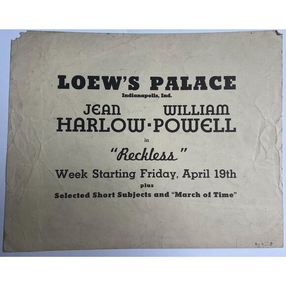 1935 Reckless Lobby Movie Promotional Photo Jean Harlow William Powell Loews - Picture 2 of 3